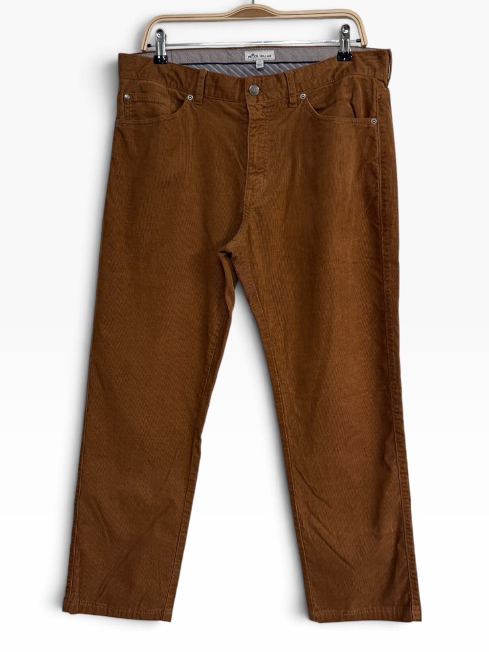 Peter Millar Mens 35 Brown Corduroy Pants Straight Leg Five Pocket 35x27 Classic